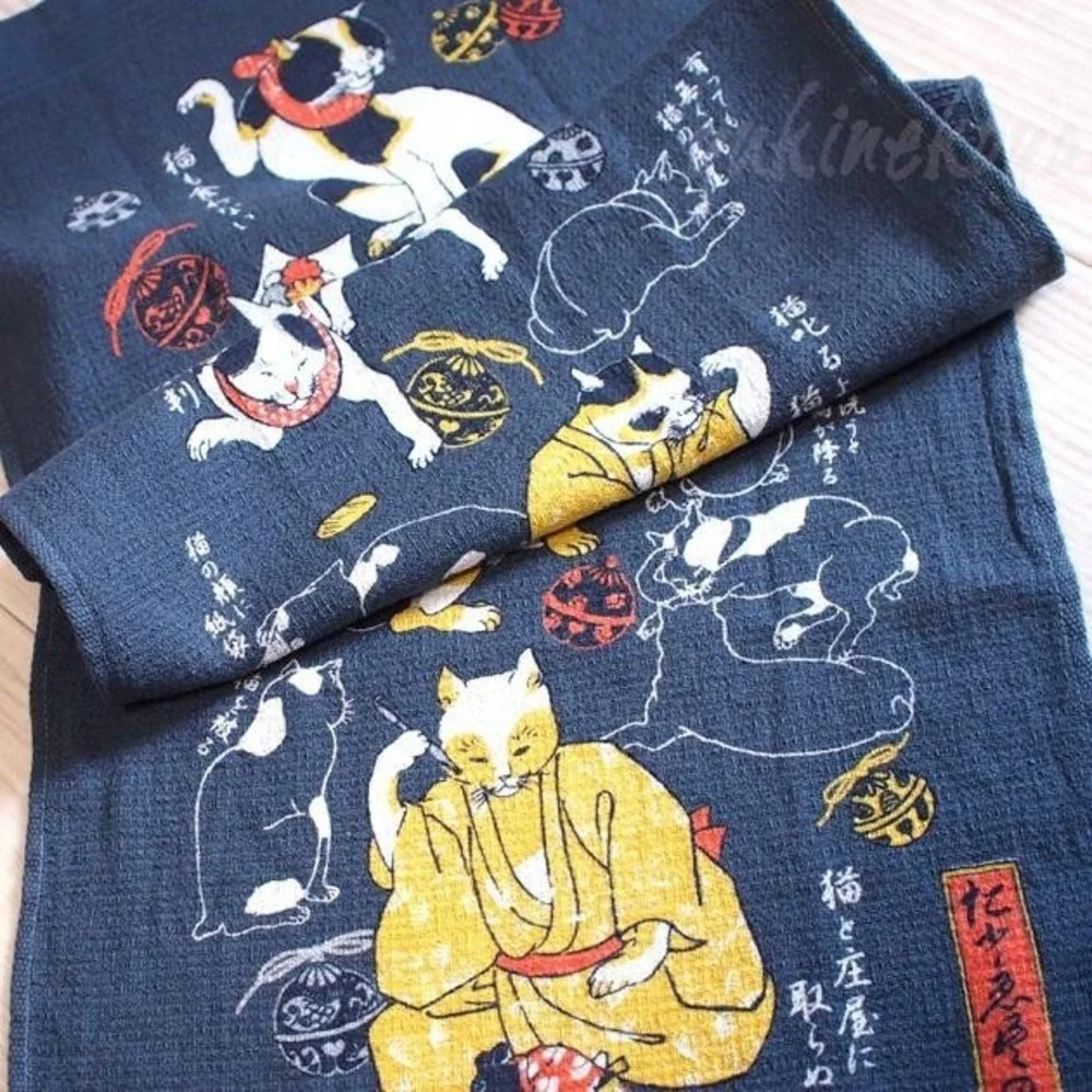 Special Edo Cat design - Japanese Spa & Onsen Towel -New/Unopened -made in Japan